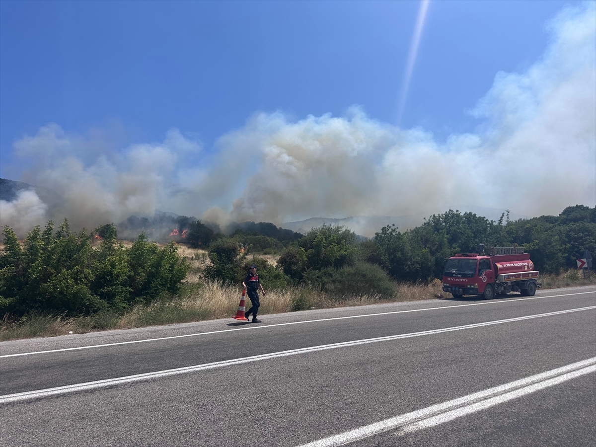 Çanakkale'de ormanlık alanda çıkan yangına müdahale ediliyor