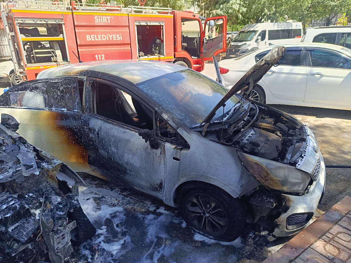 Siirt'te park halindeki 2 araç yandı