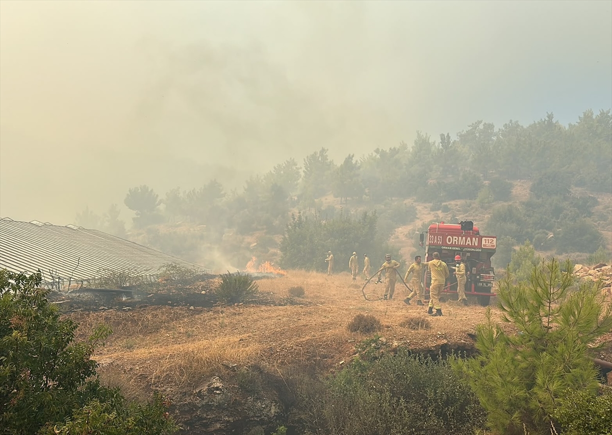 Mersin'de çıkan orman yangınına müdahale ediliyor