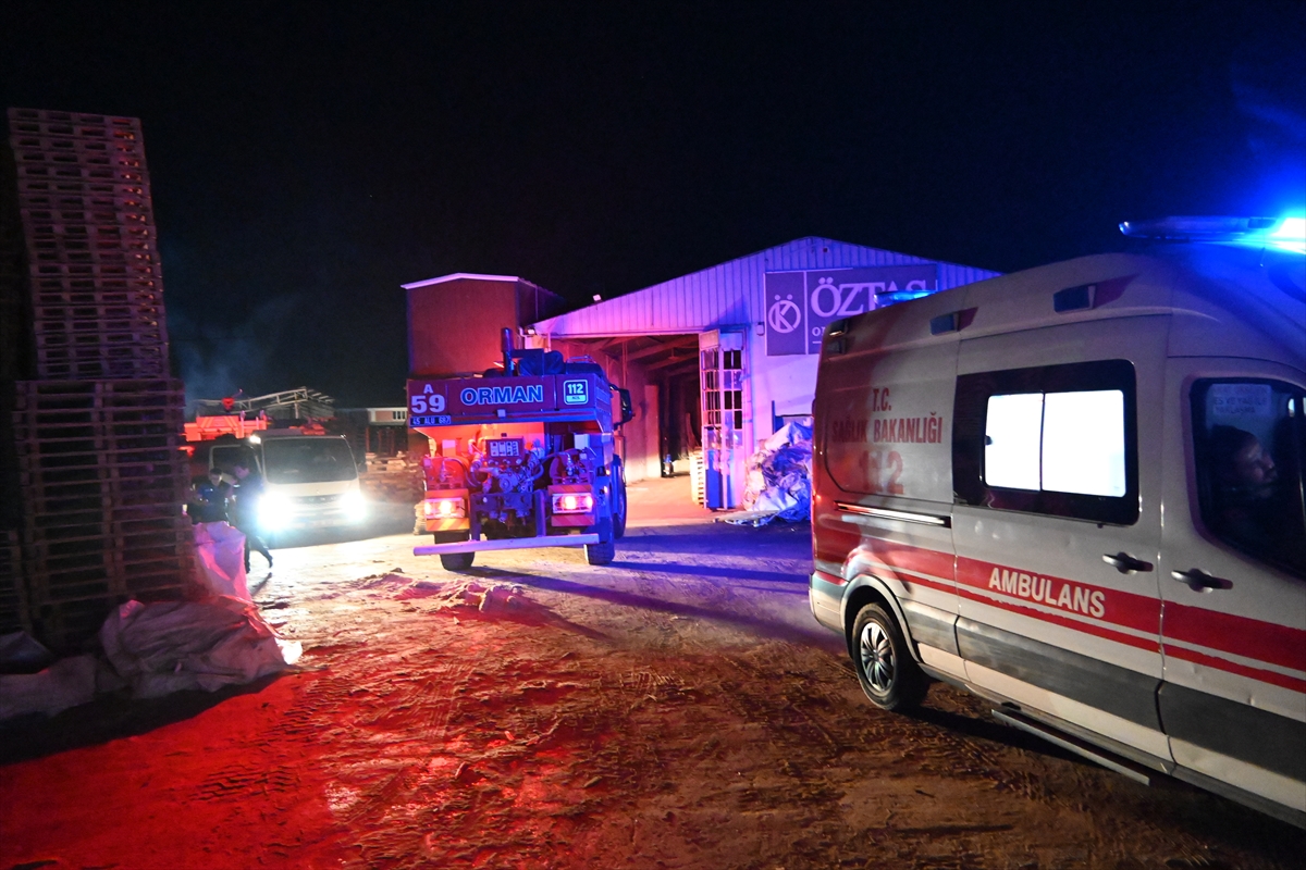 Manisa Turgutlu'da palet fabrikası yangını kontrol altında