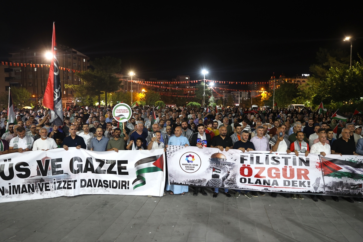 Filistin Konvoyu aktivistleri Mardin'de miting düzenledi