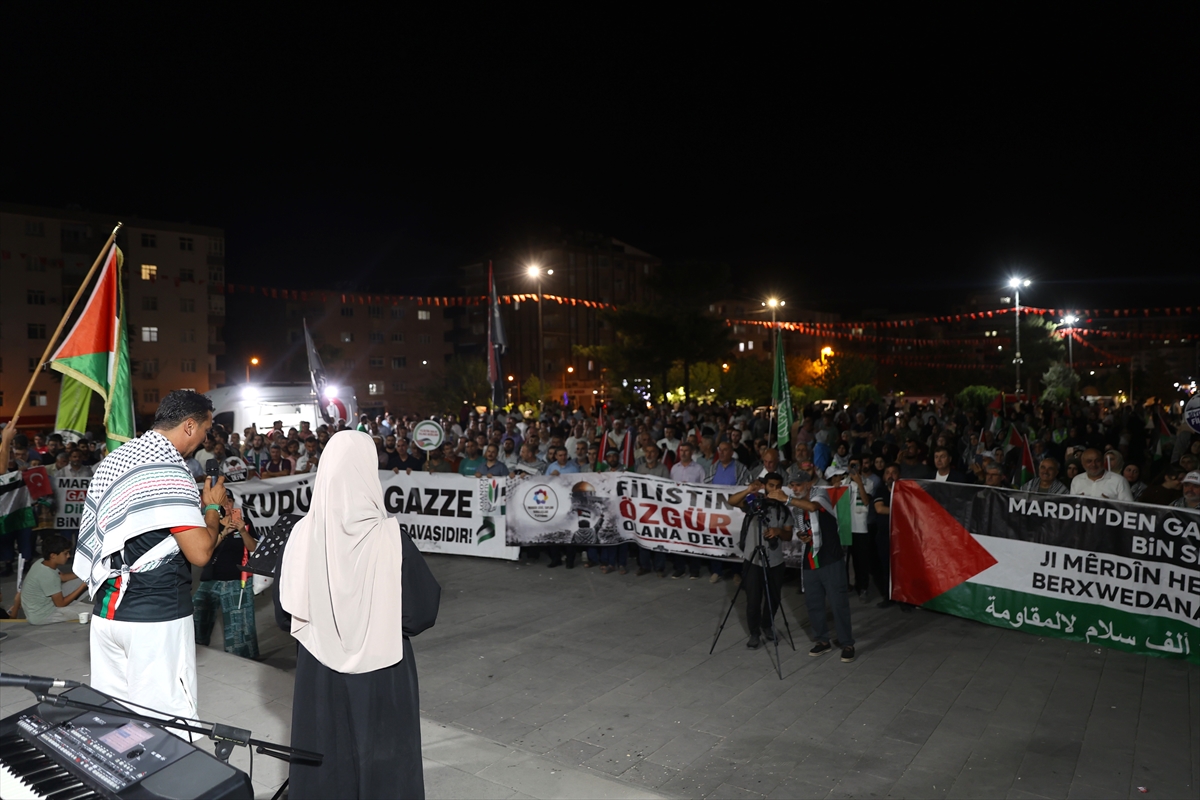 Filistin Konvoyu aktivistleri Mardin'de miting düzenledi