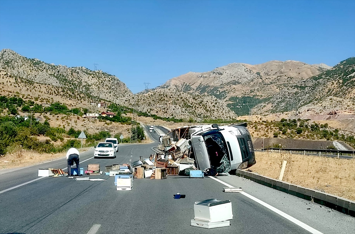Bitlis'te kaza: Arı kovanı yüklü kamyonet devrildi, 3 yaralı