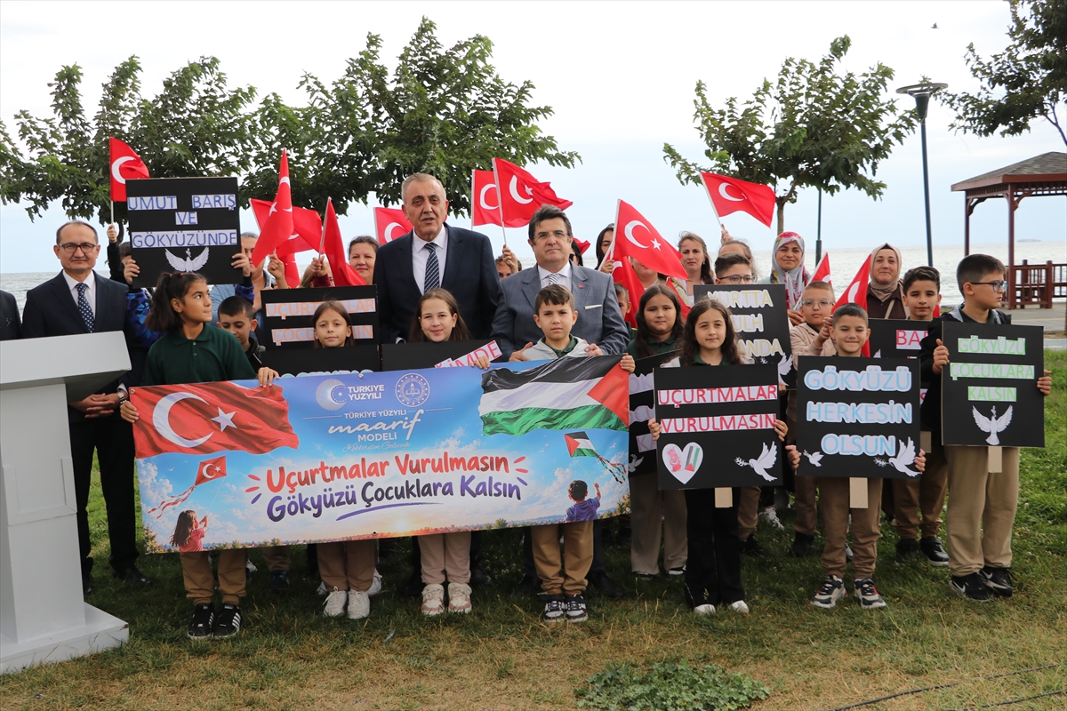 Tekirdağ'da uçurtmalar Gazzeli çocuklar için uçuruldu