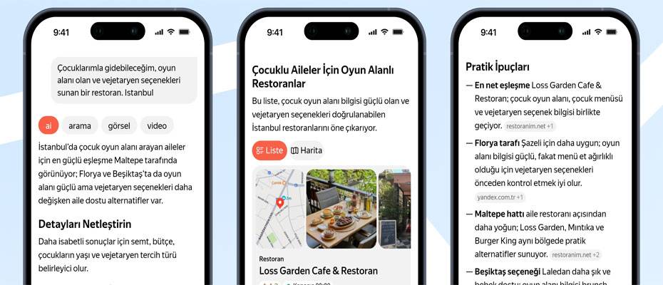 Yandex Maps ve Navi'ye Türkiye'nin ilk yapay zekâ sohbeti
