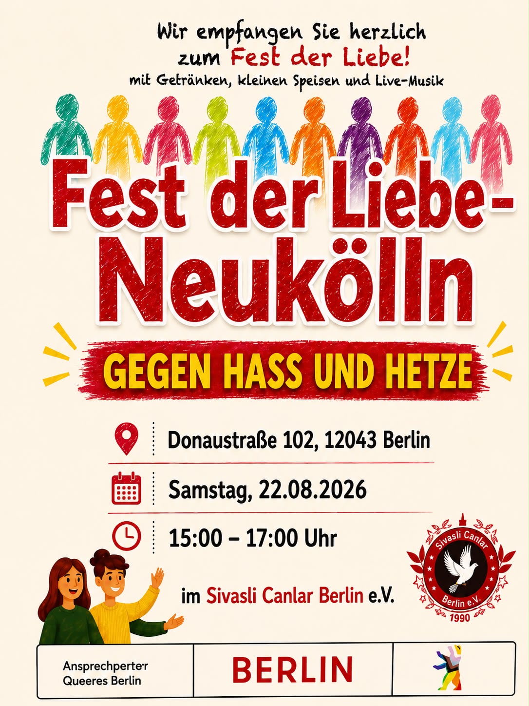 Sivaslı Canlar Derneği’nden Neukölln’de nefret ve ayrımcılığa karşı sevgi festivali