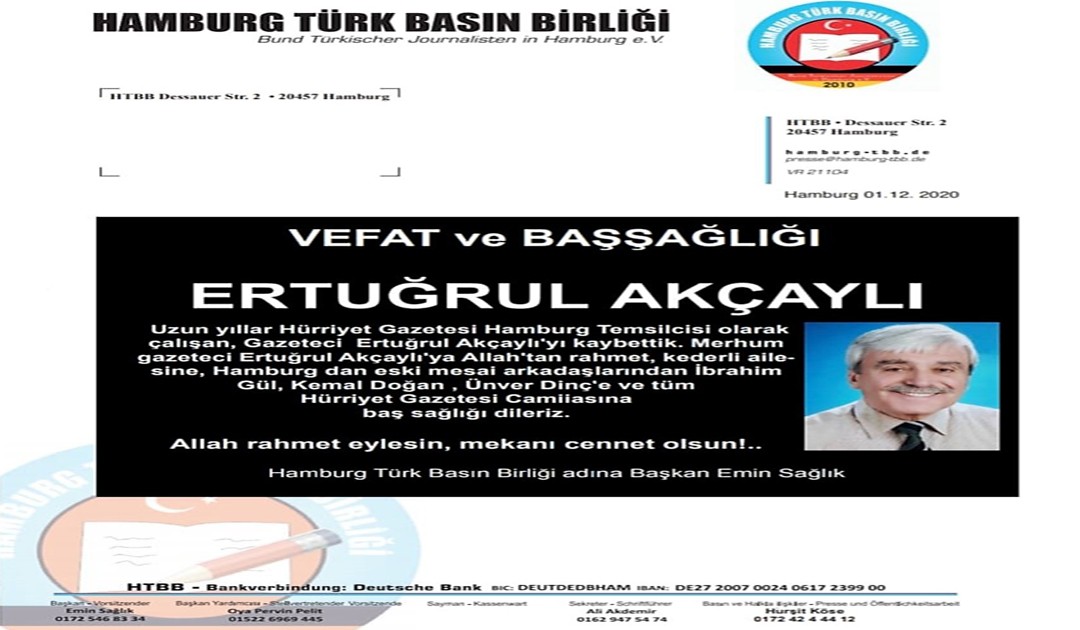 Usta Gazeteci Ertuğrul Akçaylı Hayatını Kaybetti!