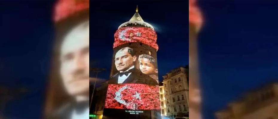 ‘Bir Hayalin İnşası’ dijital enstalasyon sergisi Galata Kulesi'ne yansıtıldı