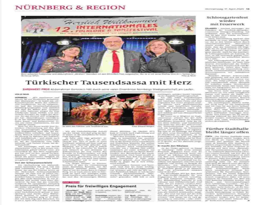Abdurrahman Gümrükçü, Alman gazetesine tam sayfa haber oldu