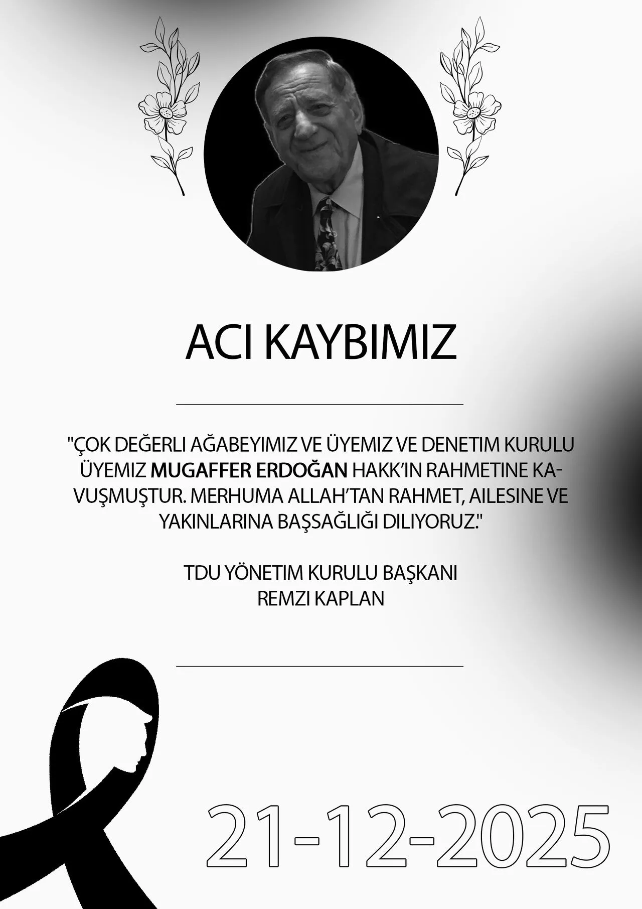 TDU’da Acı Kayıp: Denetleme Kurulu Üyesi Mugaffer Erdoğan Berlin’de Hayatını Kaybetti