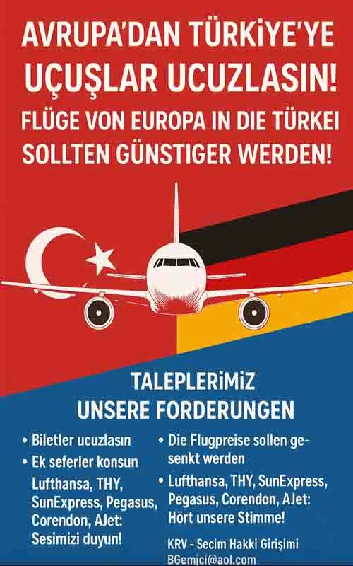 Avrupa’daki 60 Kuruluş Yetkililere Seslendi: “Türkiye’ye Uçuşlar Ucuzlasın!”