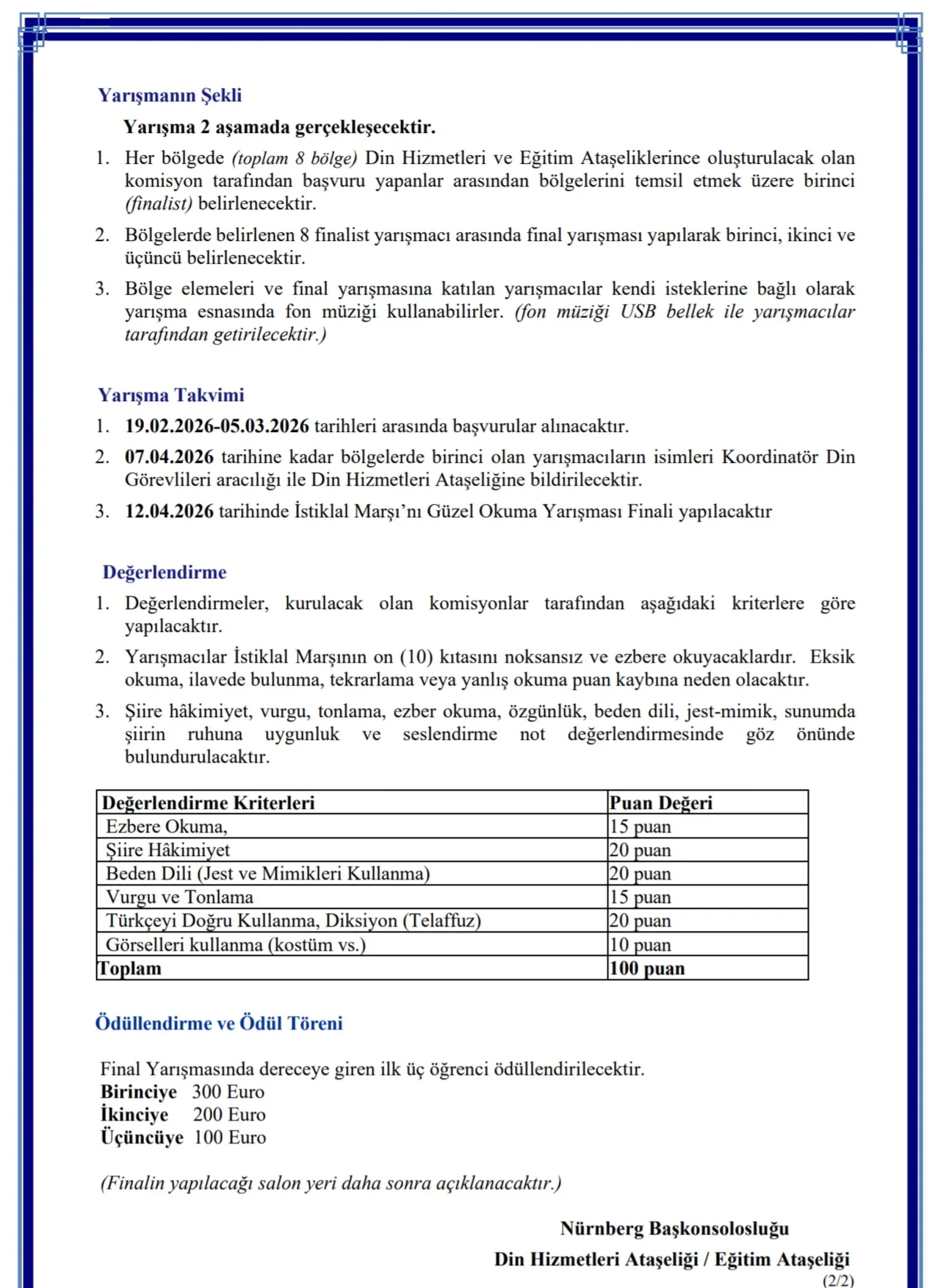 İstiklal Marşı’nı Güzel Okuma Yarışması Düzenleniyor