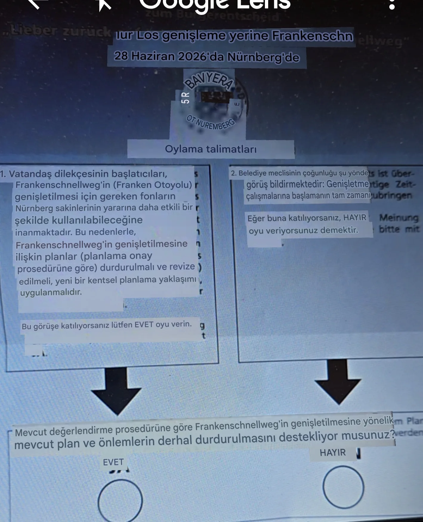 Nürnberg’de Frankenschnellweg Referandumu İçin Oy Verme Süreci Başladı