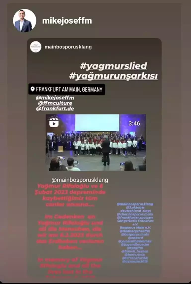 ‘Yağmur’un Şarkısı’yla deprem kurbanları anıldı